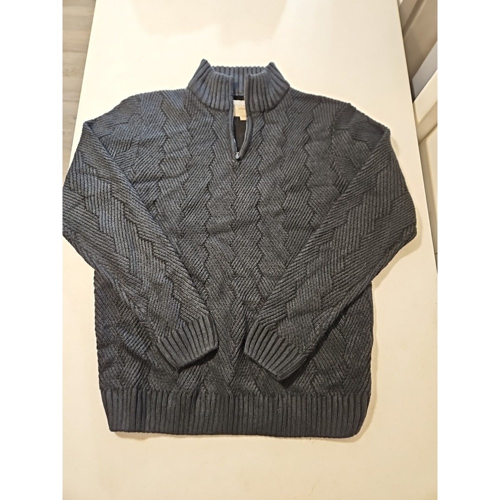 Hudson & Barrow Mock Neck Pullover Sweater Sz XL Black Tight Knit (A971)